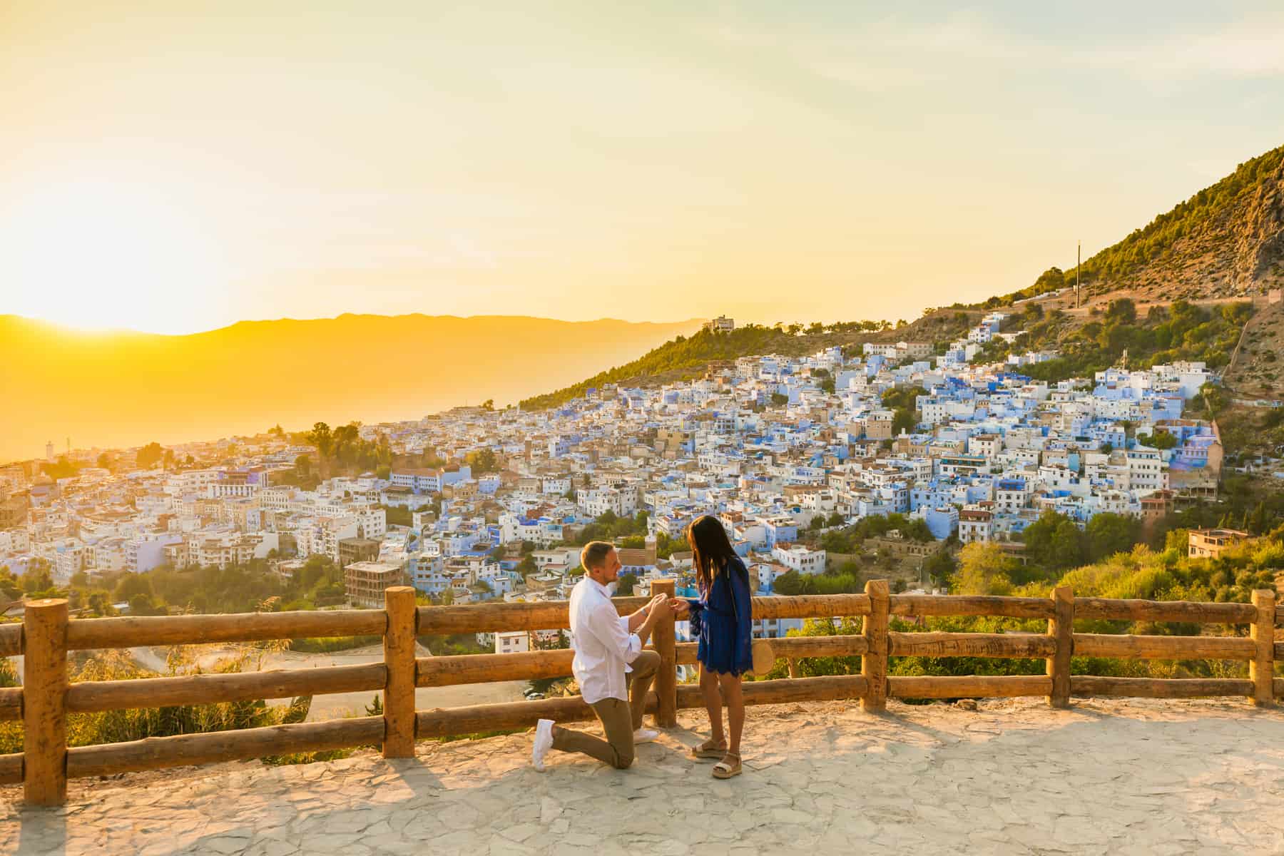 Sunset Secret Proposal In Chefchaouen With Chefchaouen Photographer: Craig & Sara